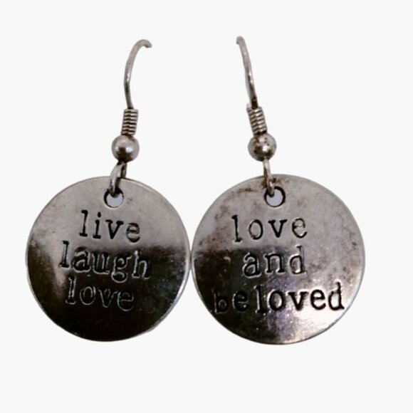Live Love Laugh Earring Love Beloved Inspiration Motivation Romance Valentine - Picture 1 of 3